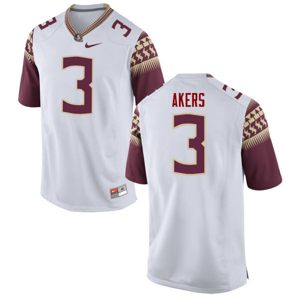Men #3 Cam Akers Florida State Seminoles College Football Jerseys-White - Click Image to Close